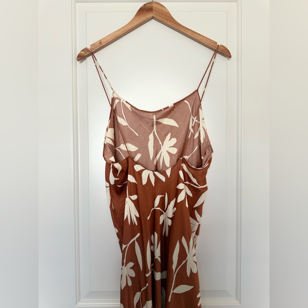 Anine Bing Chloe Silk Slip Dress Terracotta Floral Daisy Maxi Large - Picture 8 of 11